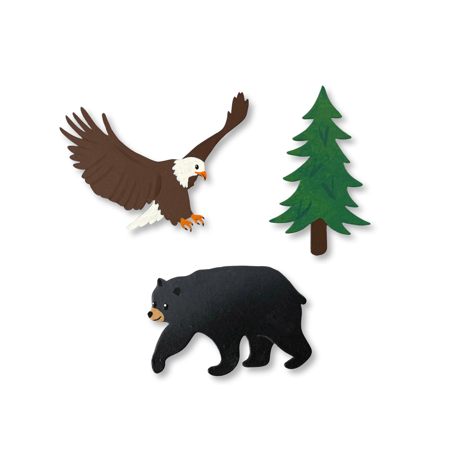 "Ab in die Wildnis" - 3 Magnete, Bär, Adler & Tanne