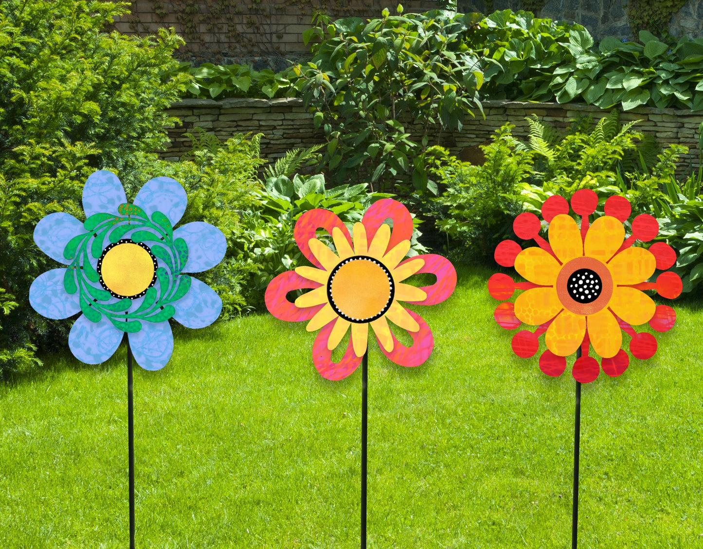 Blaue Blume mit Blättern, "Art Pop"