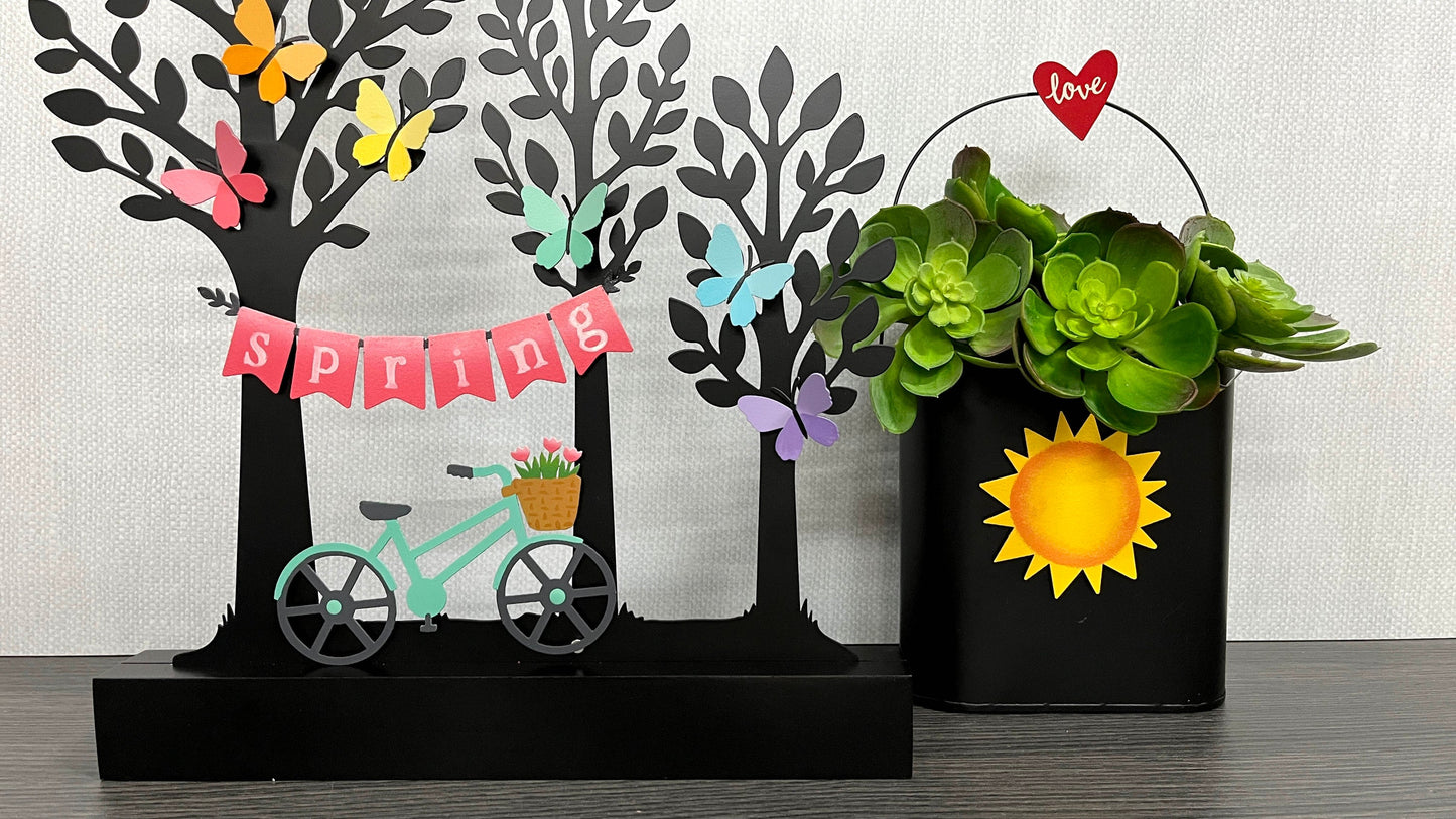Frühlings-Fahrrad mit Tulpen, Magnet