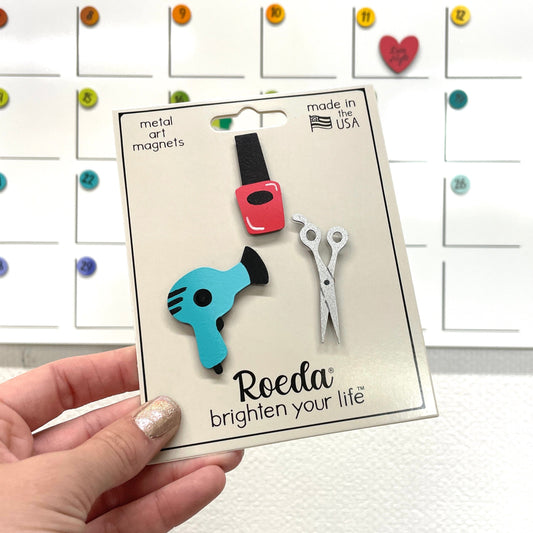 Haarkunst und Schönheit: Föhn, Schere & Nagellack - 3 separate Magnete