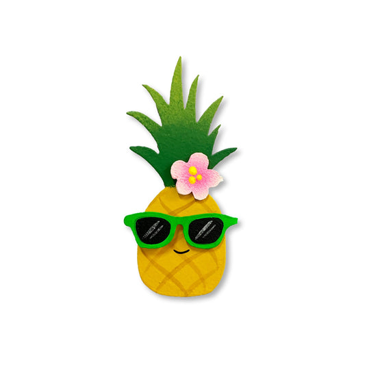 Coole Ananas mit Sonnenbrille und Blume, Magnet