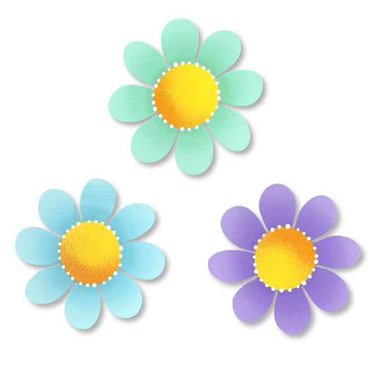 Blumen "Mini-Art-Pop" in kühlen Farben (3-er Set)