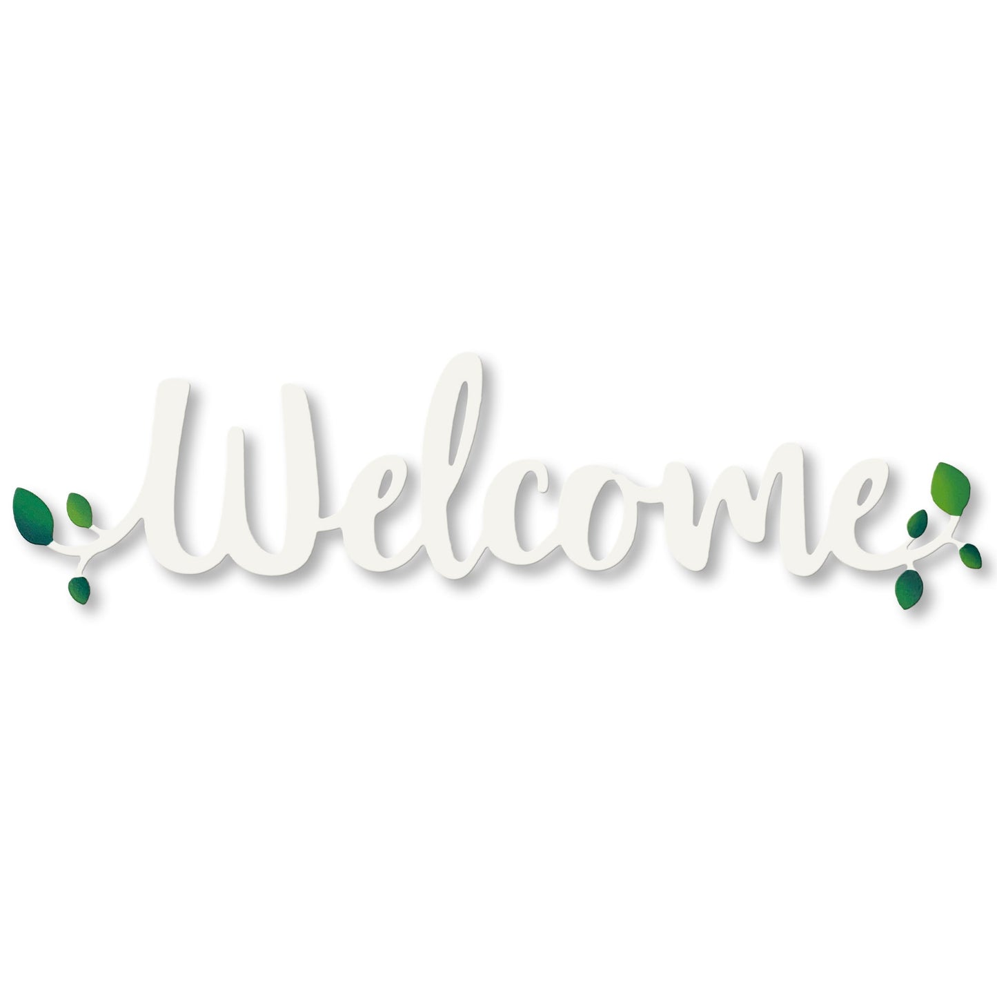 Magnetic "Welcome" lettering with leaves, white