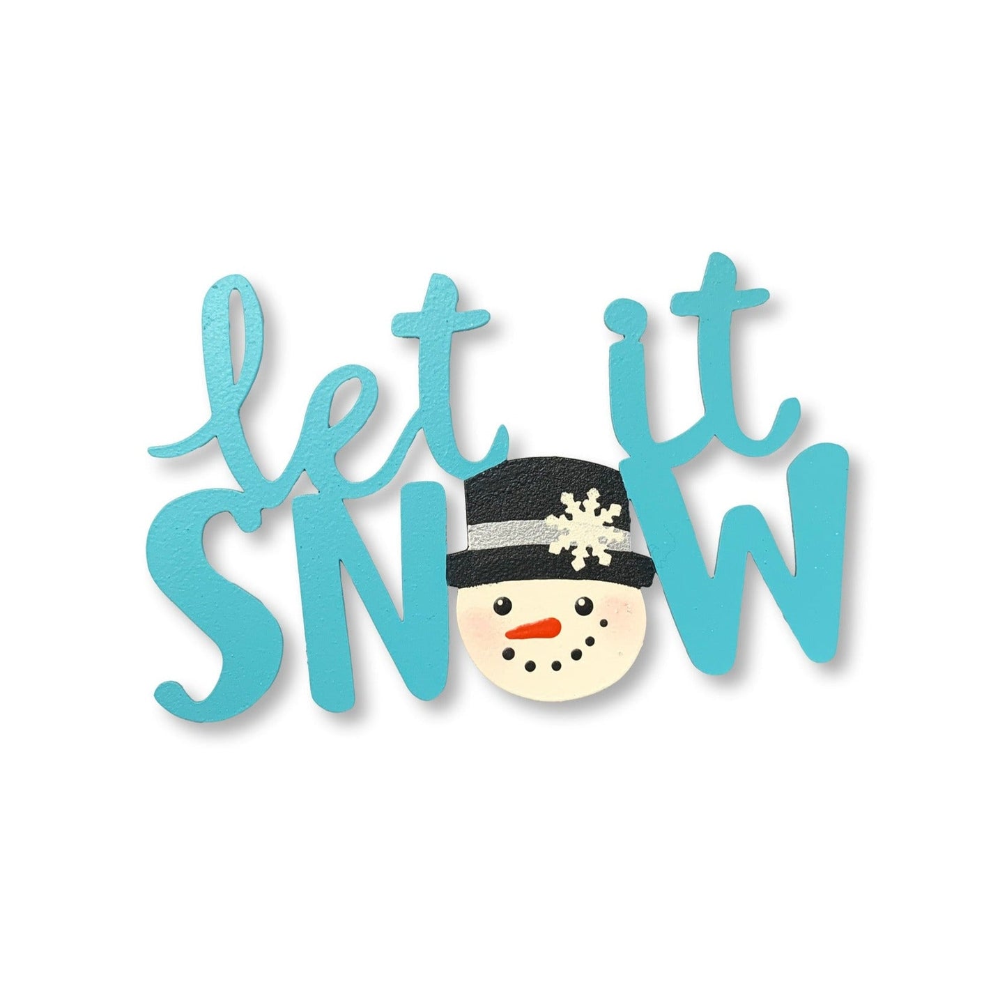 "Let it Snow" lettering with snowman magnet