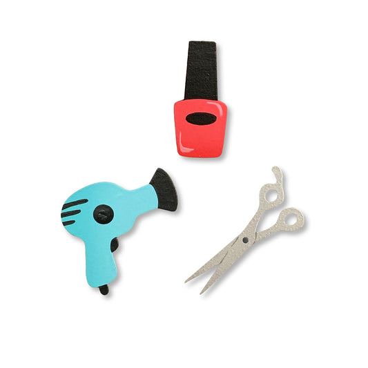 Coiffeur-Set aus Föhn, Nagellack und Schere - 3 separate Magnete