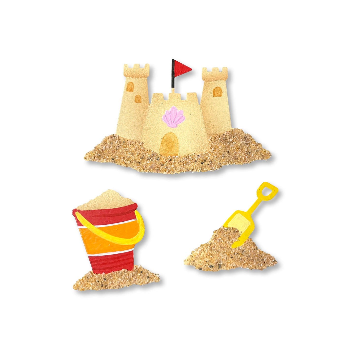 Sommertag am Strand - 3 Magnete mit echtem Sand