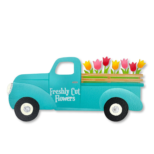 "Frühlings-Truck" mit Blumen-Magnet