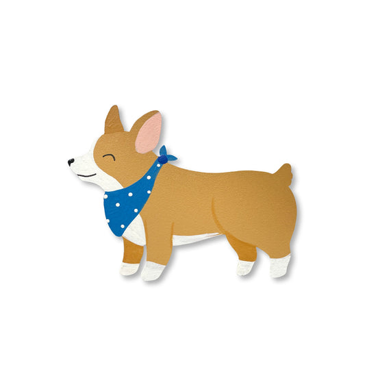 "Königlicher" Corgi mit Halstuch-Magnet