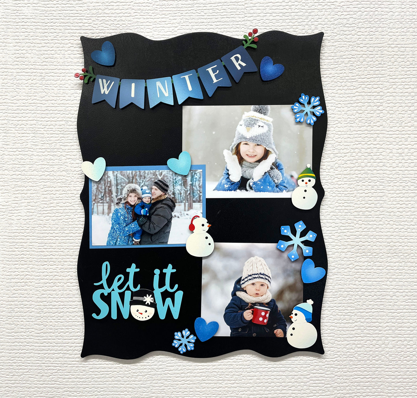 Glitzer Schneeflocken-Magnete, 3-er Set