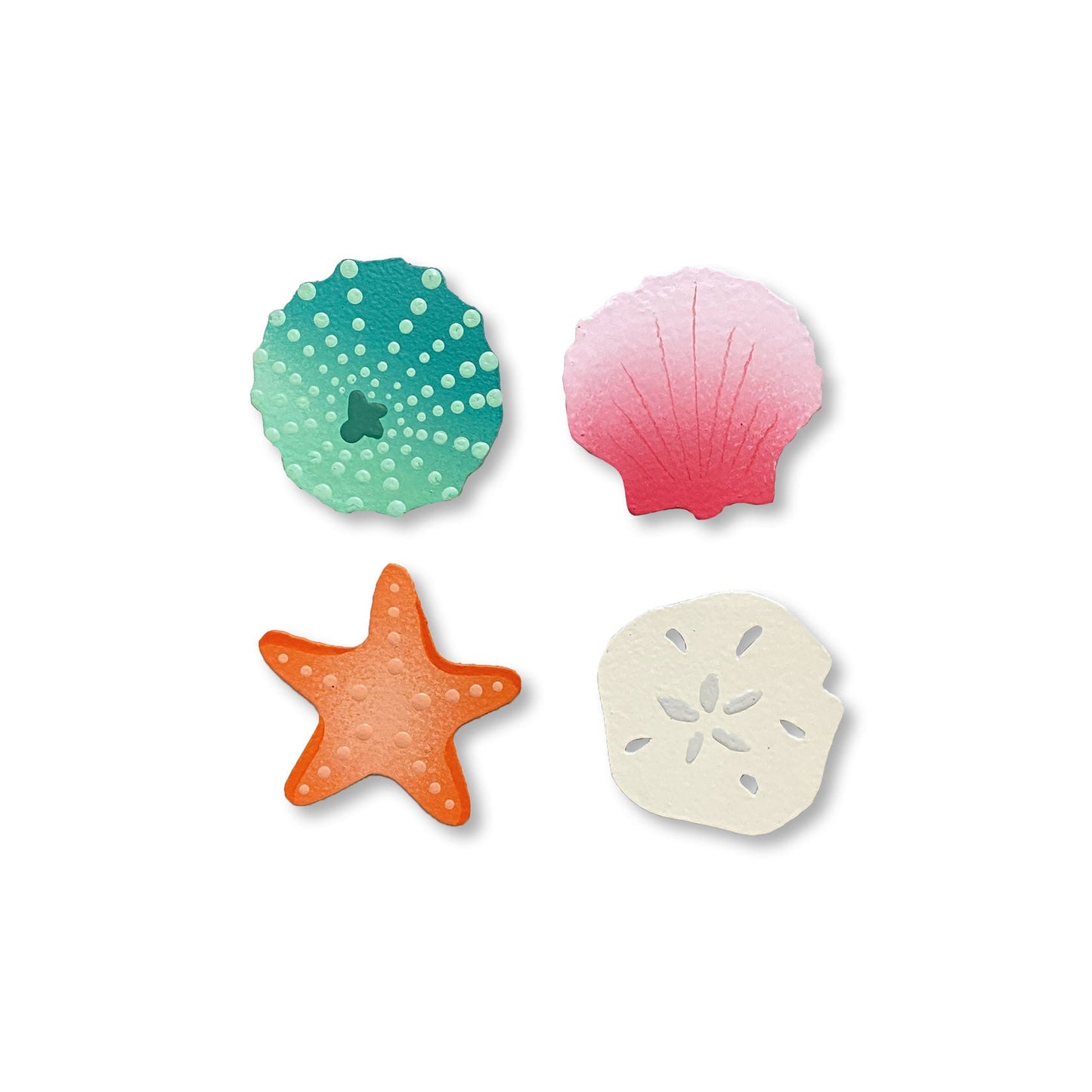 Shell and starfish magnets, set of 4