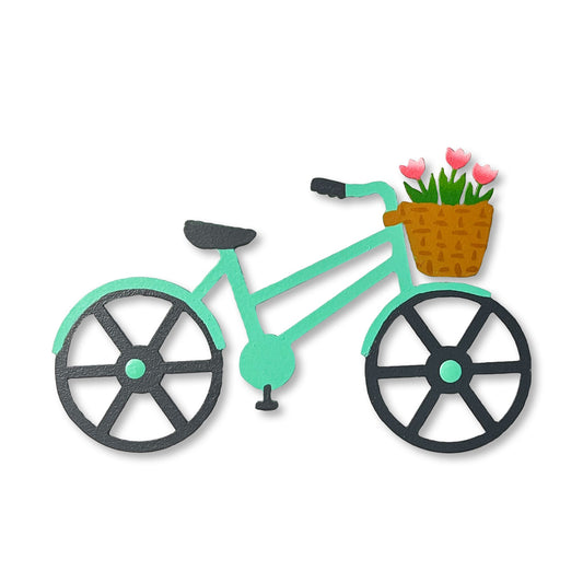 Spring bike with tulips, magnet