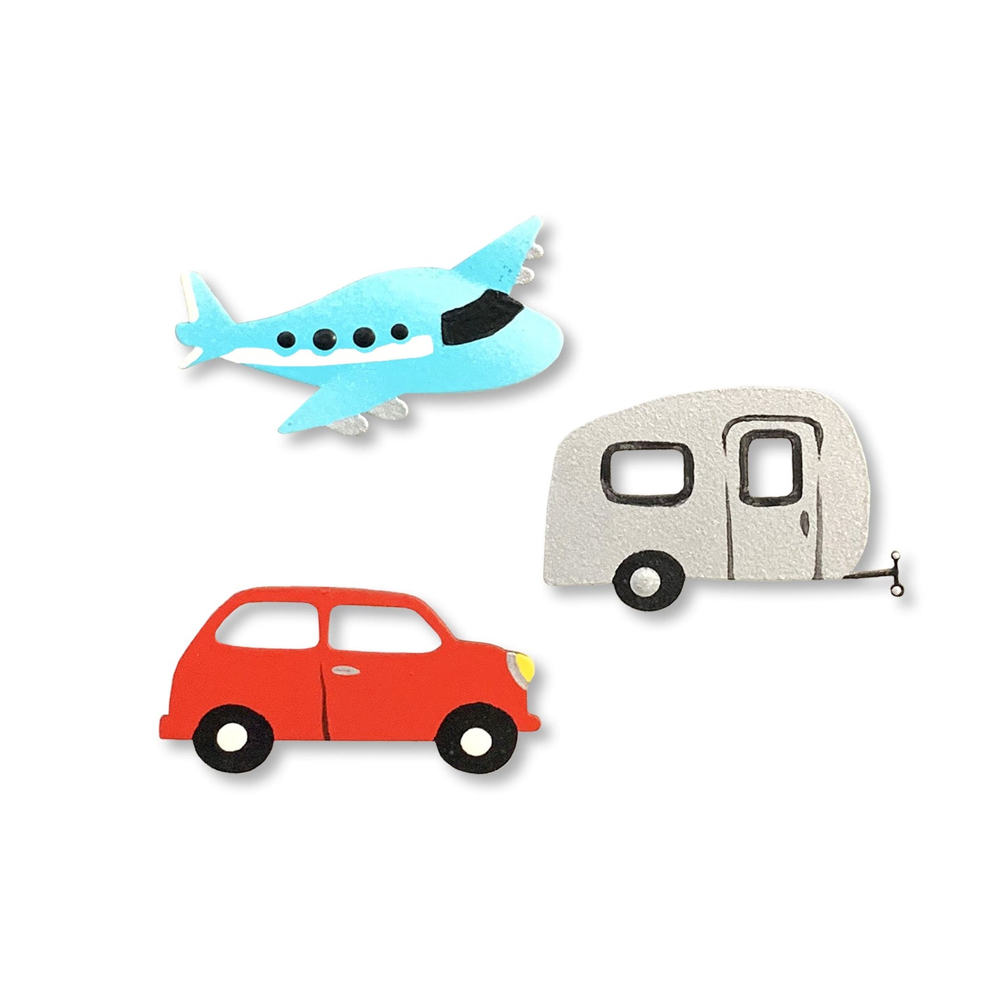 Holiday travel magnets (plane, car, caravan, set of 3)