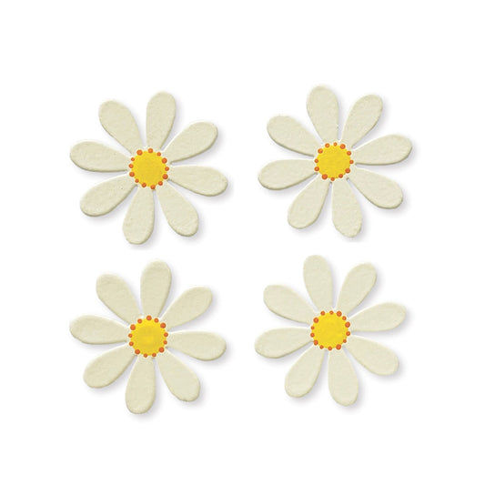 Flower magnets, white, set of 4