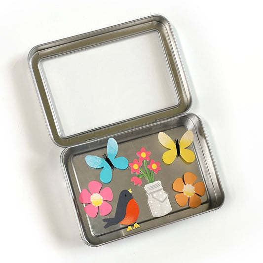 Butterfly &amp; flower magnets, gift set of 6