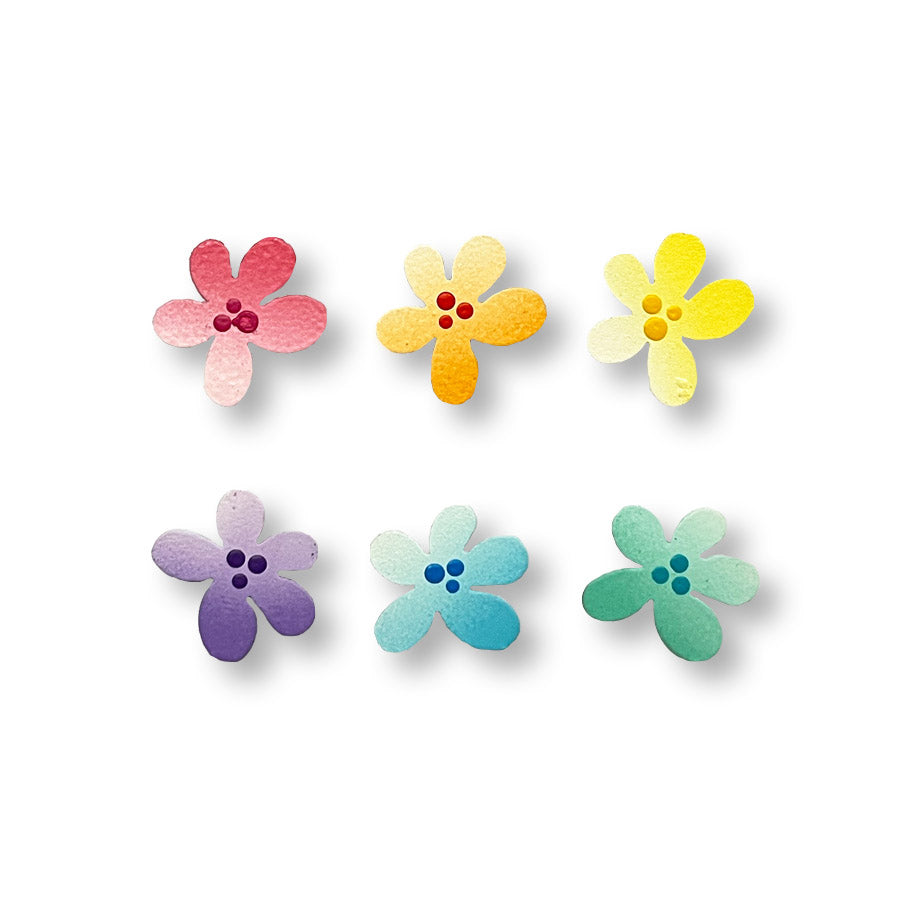 Colorful pastel flower magnets, set of 6